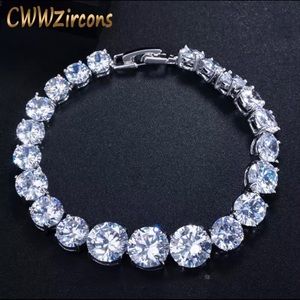 Luxury CZ Bridal Jewelry Silver Color Round Shape